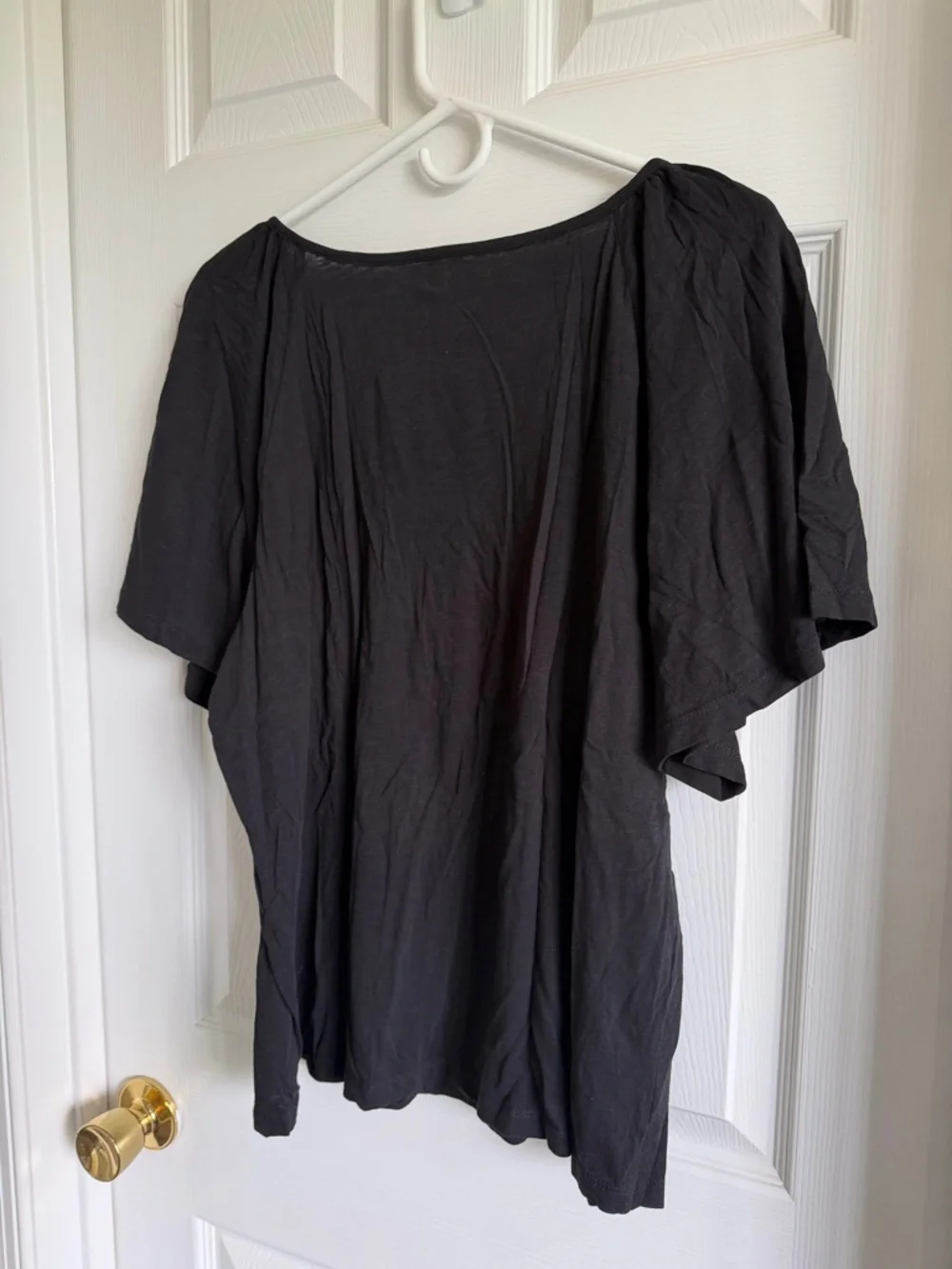 NWT LOFT Black Eyelet Scoop-Neck Flutter Sleeve Top - Picture 8 of 8